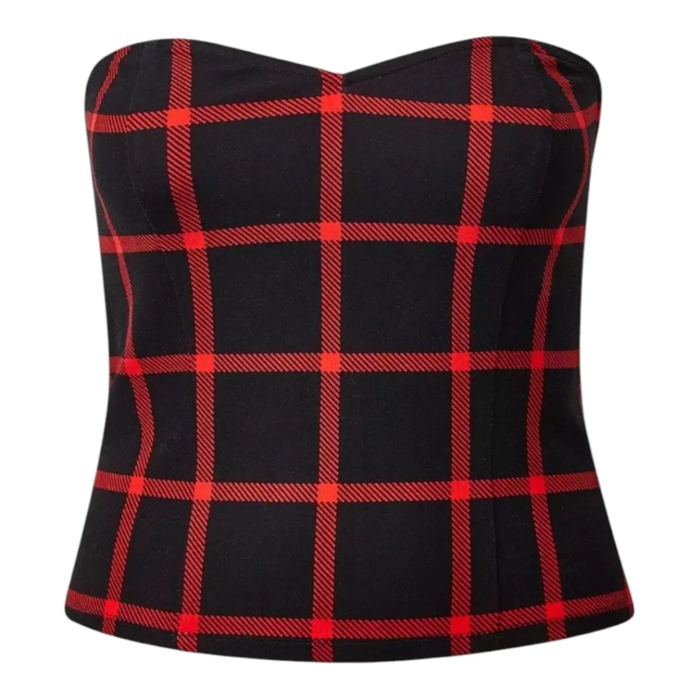 Torrid Sweetheart Plaid Strapless Corset Top - Red and Black Striped Size 2X - Picture 1 of 8